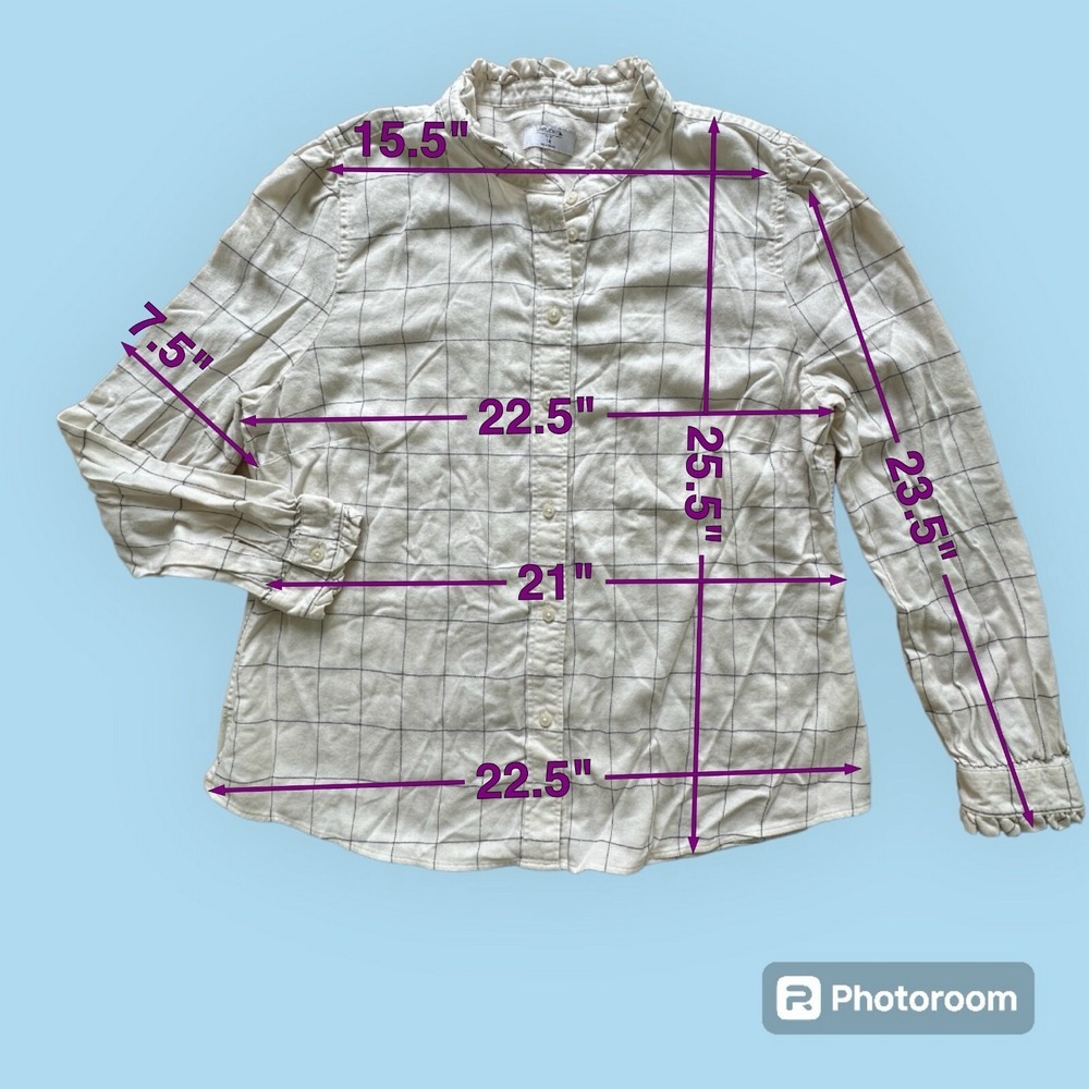 UNTUCKit For Her Ivory Winona Window Pane Button Down Shirt Women size 14 - Picture 3 of 9